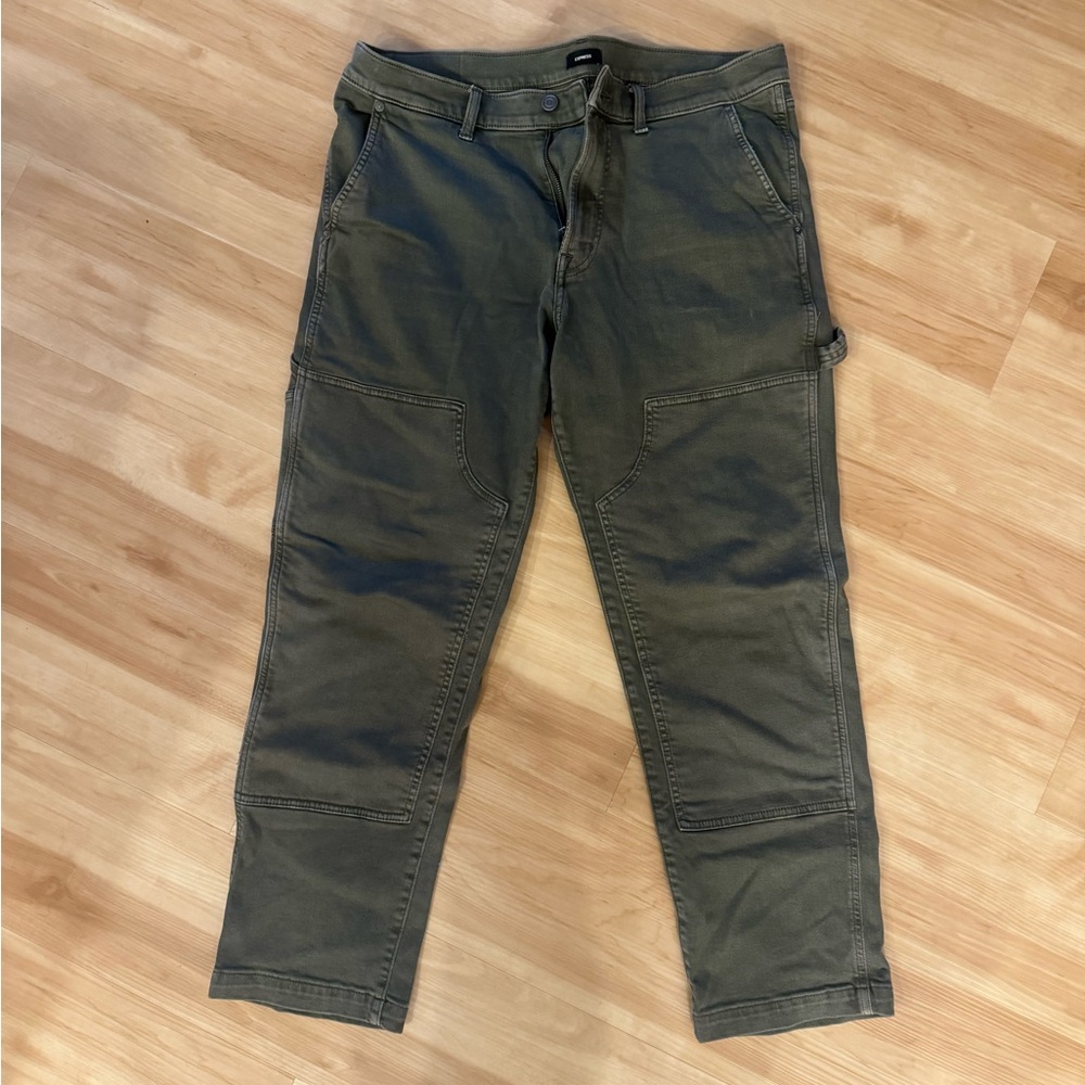Olive Double Knee Carpenter Pants Workwear Utility Mens 34x30 Express